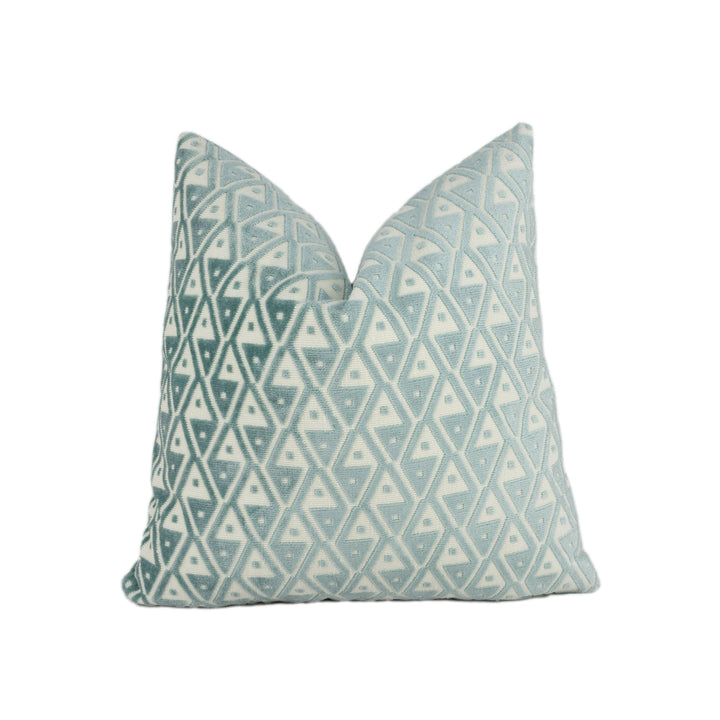 Schumacher - Hoffmann Velvet - Mineral - Vienna Secession Geometric Designer Cushion Cover - Handmade Throw Pillow - Luxury Home Decor.