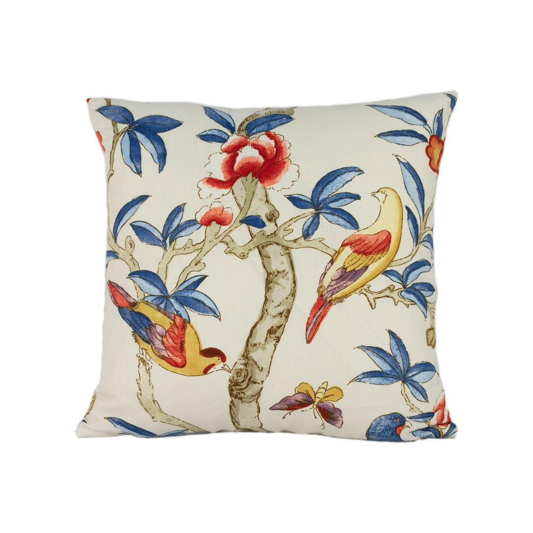 Thibaut - Giselle - Blue and Coral - Cushion Cover Throw Pillow Designer Home Decor.