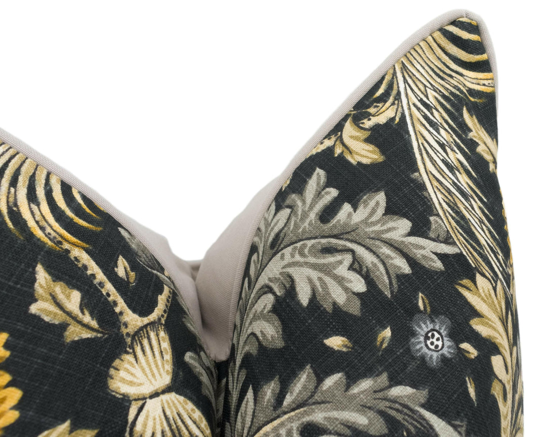 ILiv - Oakmere - Saffron - Bold Bird Striking Traditional Floral Designer Cushion Cover - Luxury Throw Pillow - Handmade Home Decor.