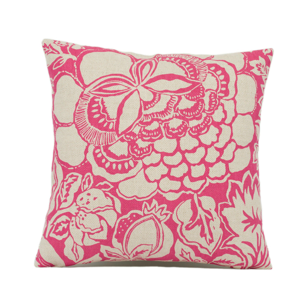 Sanderson - Poppy Damask - Fuchsia / Cream - Bright Floral Cushion Cover - Handmade Throw Pillow - Designer Home Décor.