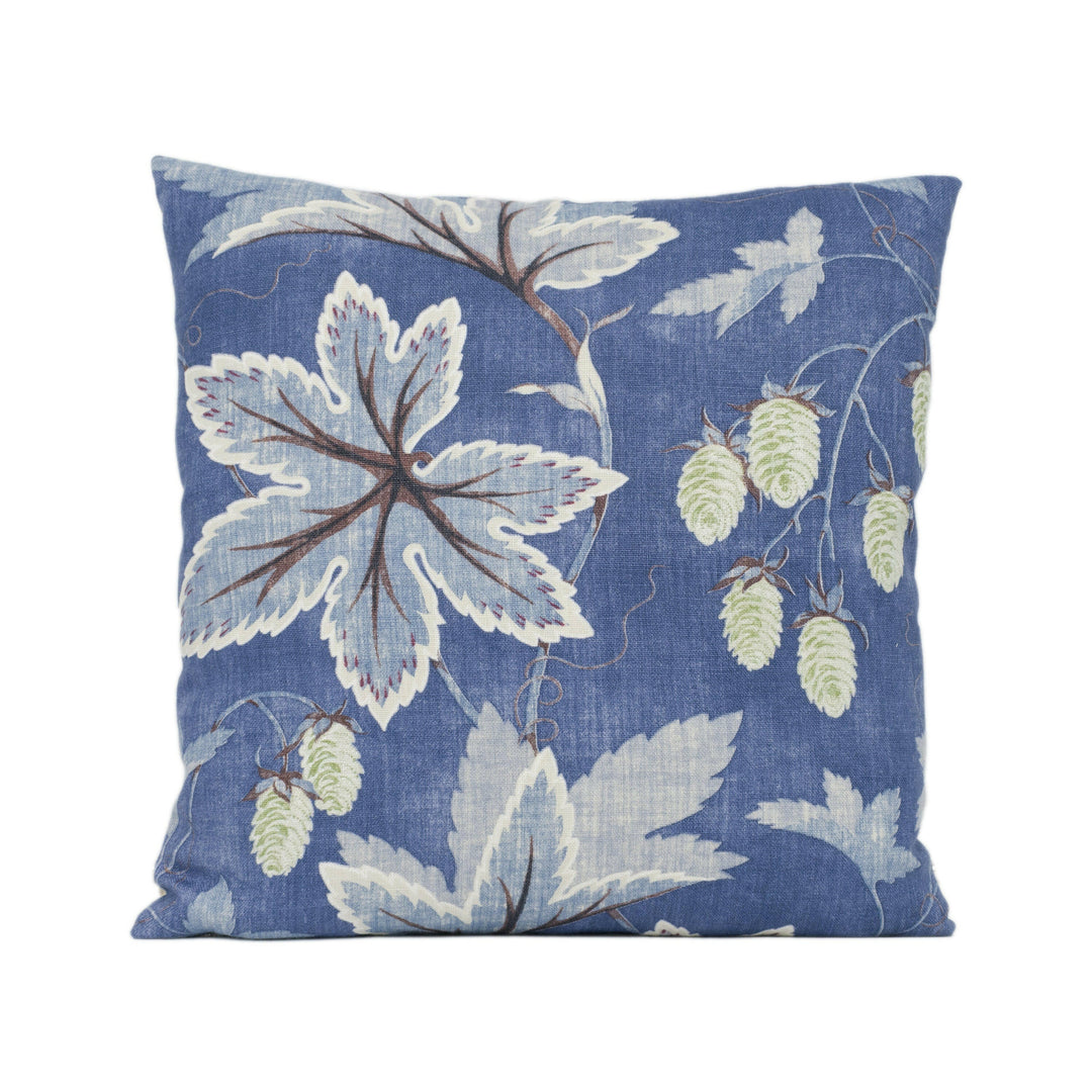 Colefax and Fowler - Lindon - Navy - Gorgeous Modern Trailing Leaf and Hops Cushion Cover - Handmade Throw Pillow Designer Home Décor.