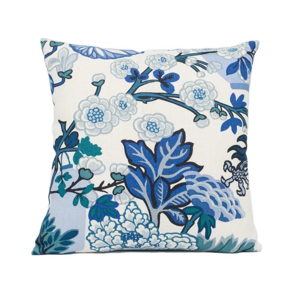 Schumacher - Chiang Mai Dragon - China Blue - Art Deco Chinoiserie Designer Cushion Cover - Handmade Throw Pillow Luxury Home Décor.