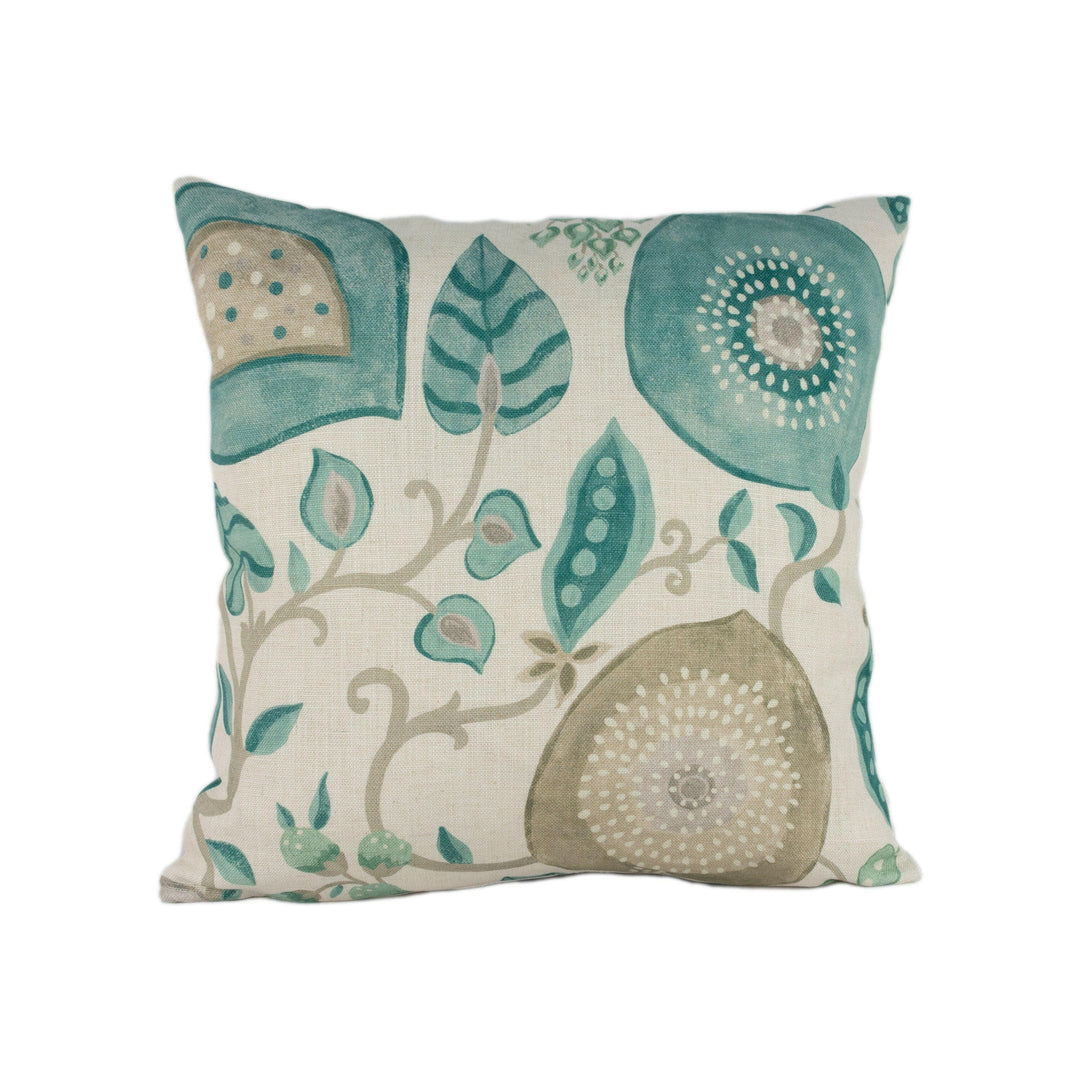 Sanderson - Peas & Pods - Aqua / Natural - Stunning Designer Cushion Cover Home Décor Throw Pillow.
