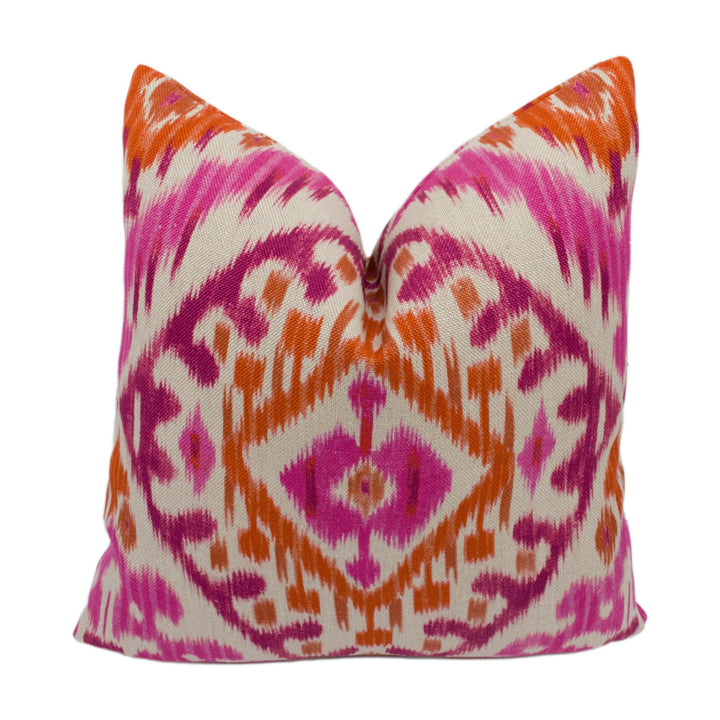 Manuel Canovas - Boheme - Rose / Orange - Superb Asian Ikat Cushion Cover - Handmade Throw Pillow - Designer Home Décor.