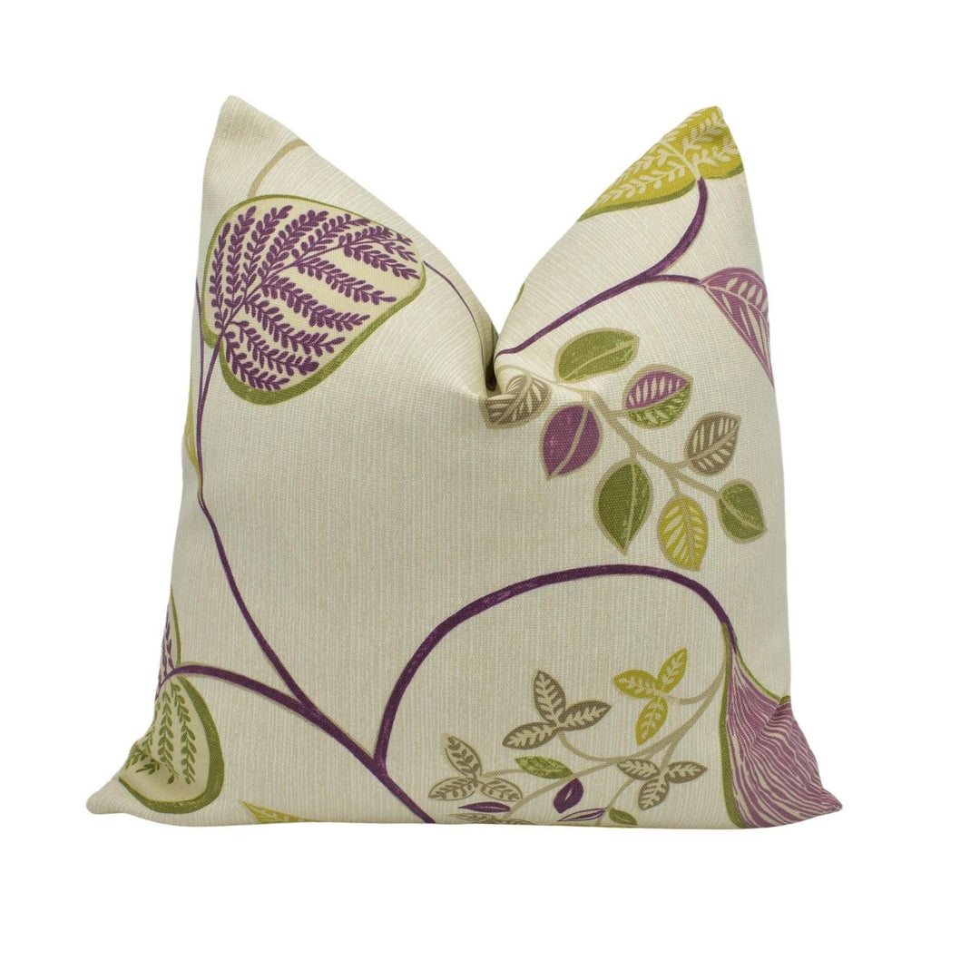 Harlequin - Samara - Aubergine Lime Fawn and Neutral - Vintage Inspired Trailing Leaves Designer Cushion Cover Luxury Throw Pillow Handmade.