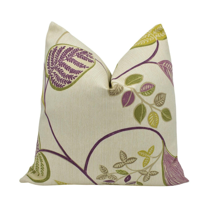 Harlequin - Samara - Aubergine Lime Fawn and Neutral - Vintage Inspired Trailing Leaves Designer Cushion Cover Luxury Throw Pillow Handmade.