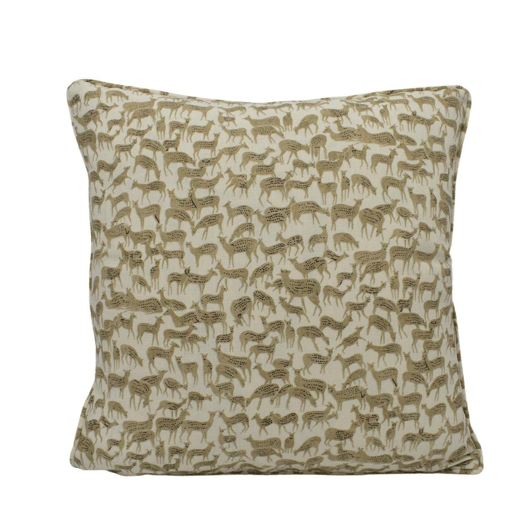 Schumacher - Fauna - Natural - Charming & Unique Designer Deer Cushion Cover - Luxury Throw Pillow - Handmade Home Decor Scatter Sofa.