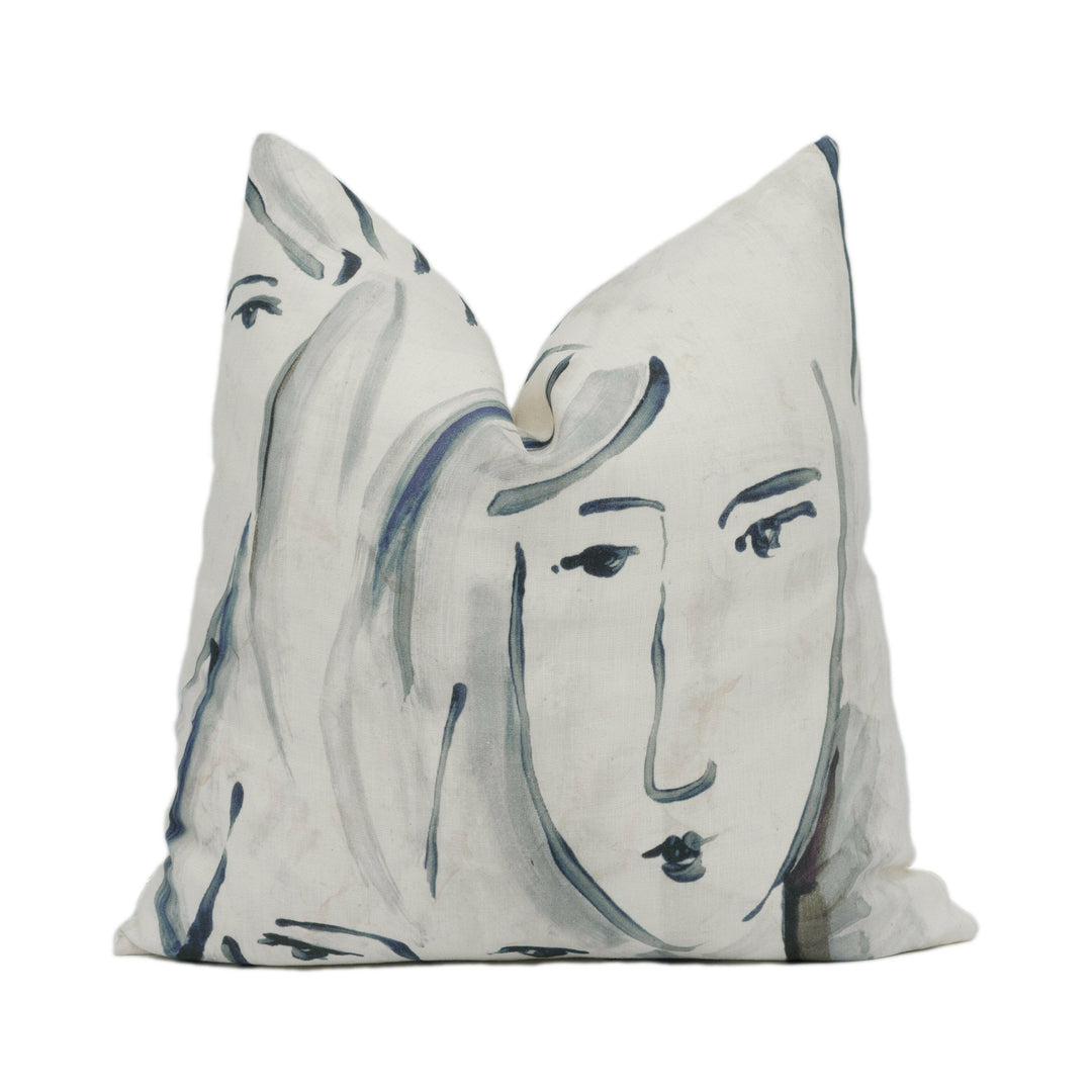 Zoffany - Les Dames - Charcoal - Elegant Painterly Artists Muse Cushion Cover Handmade Throw Pillow Designer Home Décor.