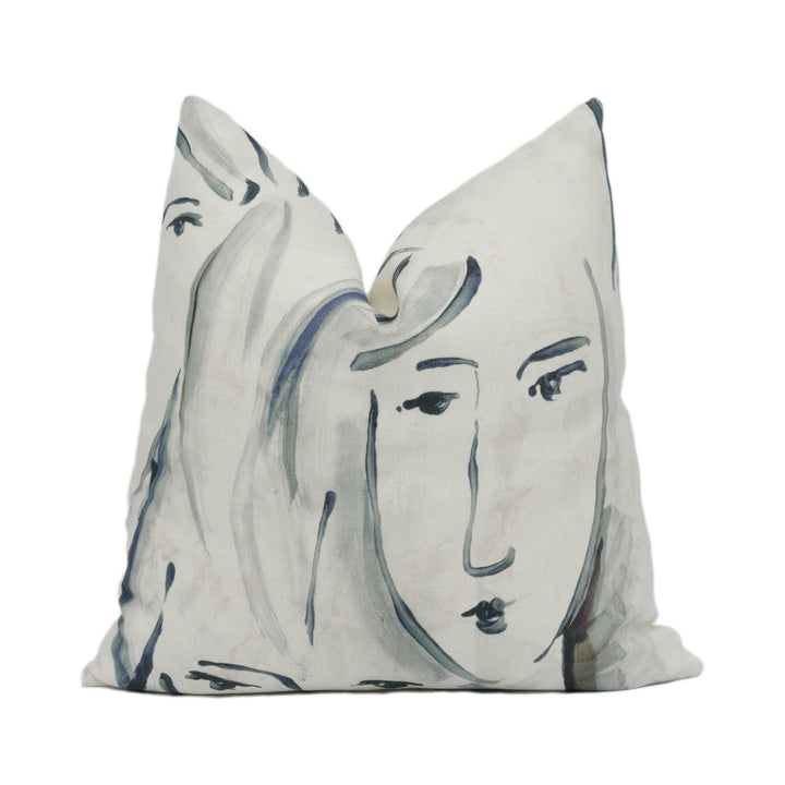 Zoffany - Les Dames - Charcoal - Elegant Painterly Artists Muse Cushion Cover Handmade Throw Pillow Designer Home Décor.
