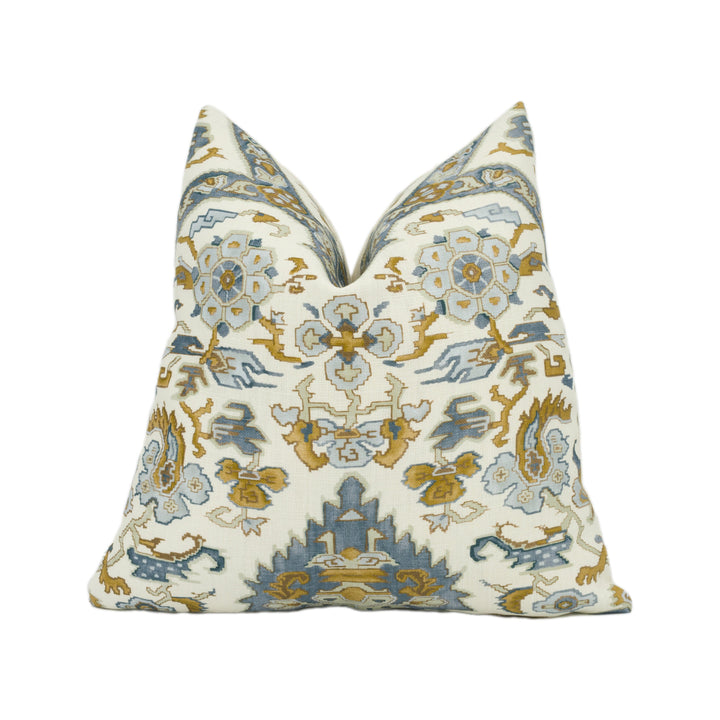 Cowtan & Tout Vermeer Cushion – Indigo Anatolian Linen Print