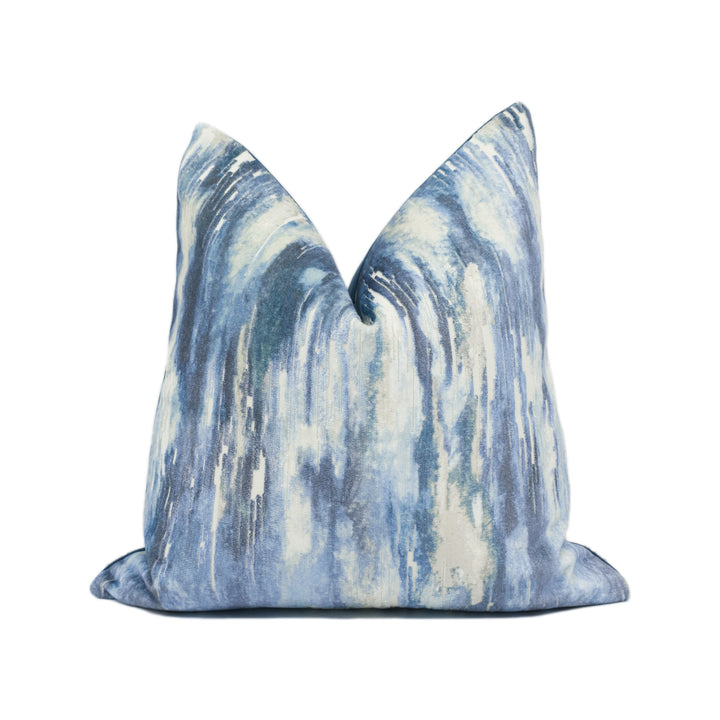 Clarke &amp; Clarke - Umbra - Denim - Sumptuous Designer Abstract Velvet Cushion Cover - Handmade Throw Pillow - Designer Home Décor