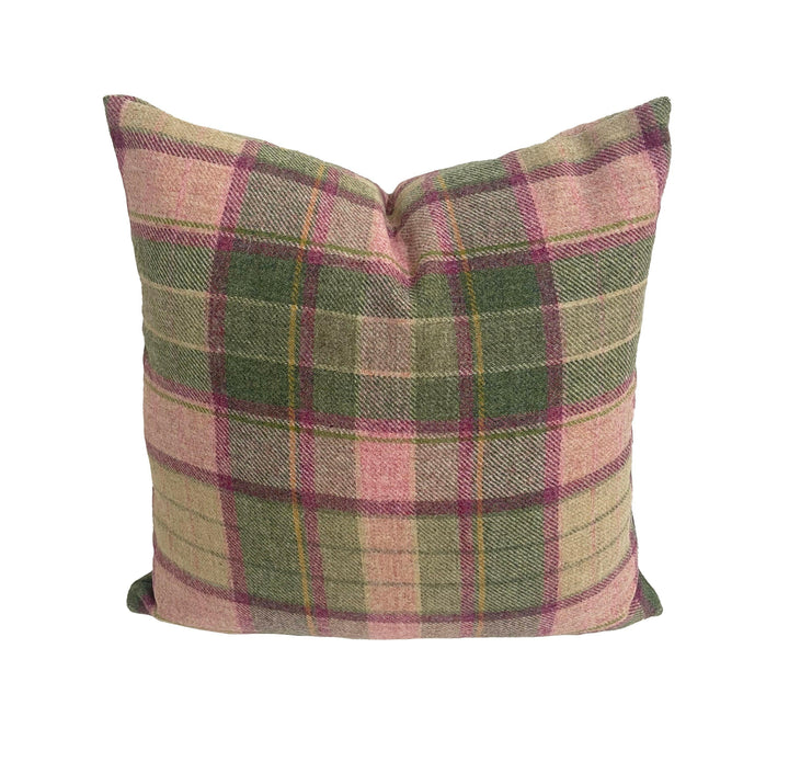 Chess Designs - Lewis - Peony - 100% Pure New Wool Plaid Cushion Cover - Handmade Throw Pillow Luxury Home Decor.