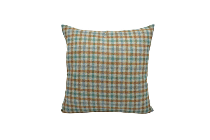Abraham Moon - Bibury - Eau De Nil - 100% Wool Cushion Cover - Designer Plaid Pillow Cover - Handmade Custom Abraham Moon Pillow.