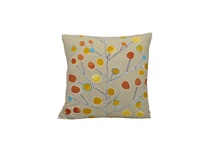 Scion - Berry Tree - Neutral / Tangerine / Powder Blue / Lemon - Artistic Colourful Tree Cushion Cover - Handmade Throw Pillow Designer Home.