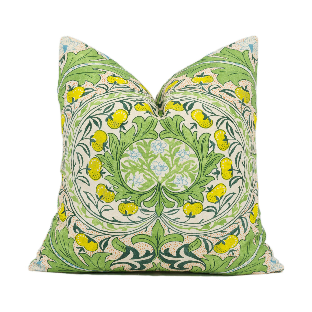 William Morris - Ben Pentreath - Merton - Leaf Green / Sky - Bright Cushion Cover - Handmade Throw Pillow - Designer Home Décor.