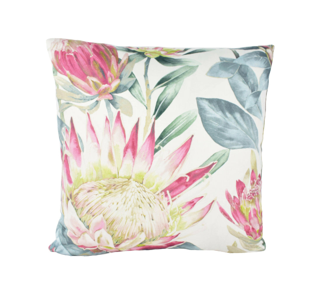 Sanderson - King Protea - Orchid / Grey - Bold Exotic Watercolour Floral Designer Cushion Cover - Luxury Throw Pillow - Handmade Home Decor.