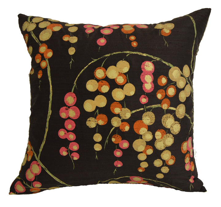 Harlequin - Iola - Fuchsia / Tangerine / Chocolate / Gold - Stunning Metallic Silk Cushion Cover Throw Pillow Designer Home Decor