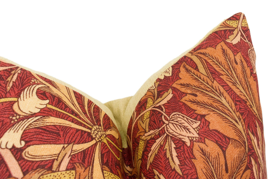 William Morris - Honeysuckle and Tulip - Brick / Russet - Cushion Cover Throw Pillow Designer Home Decor.