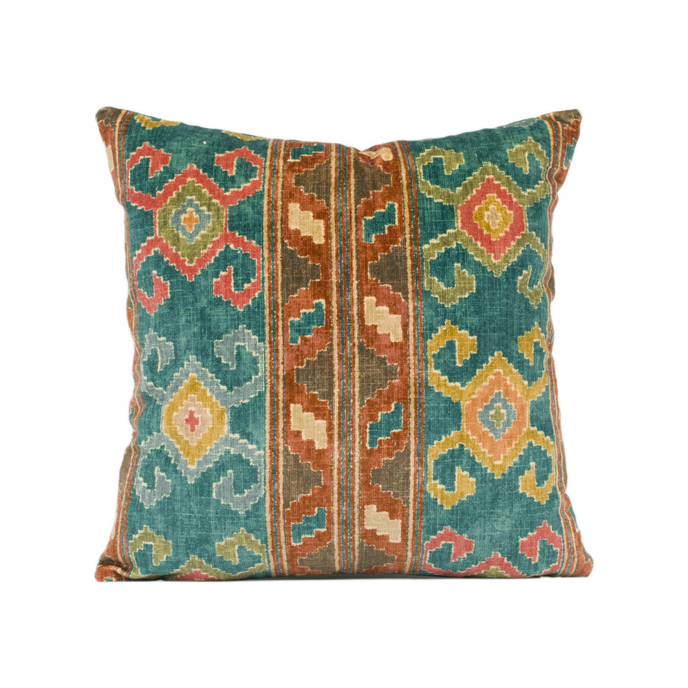 Mulberry - Nomad Velvet - Spice - Ethnic Carpet Inspired Geometric Cushion Cover - Handmade Throw Pillow - Designer Home Décor.