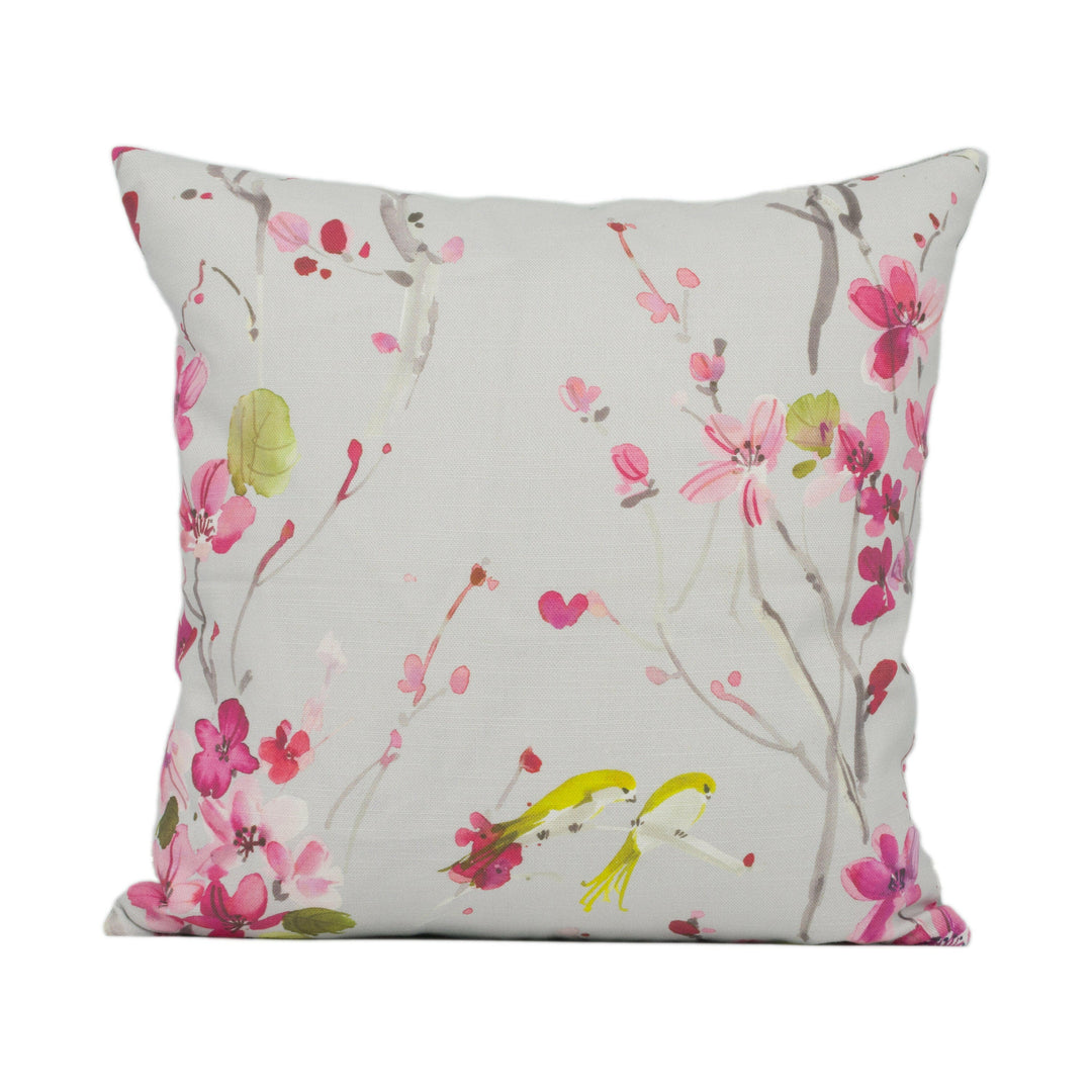 Voyage - Armathwaite - Blossom / Silver - Stunning Floral Cushion Cover Throw Pillow Designer Home Décor.