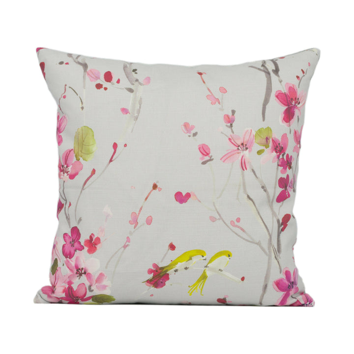 Voyage - Armathwaite - Blossom / Silver - Stunning Floral Cushion Cover Throw Pillow Designer Home Décor.