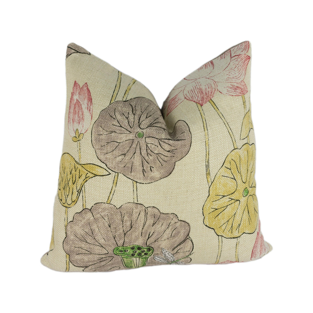 Zoffany - Lotus Flower - Gold / Red - Stunning Designer Cushion Cover Home Decor Throw Pillow.