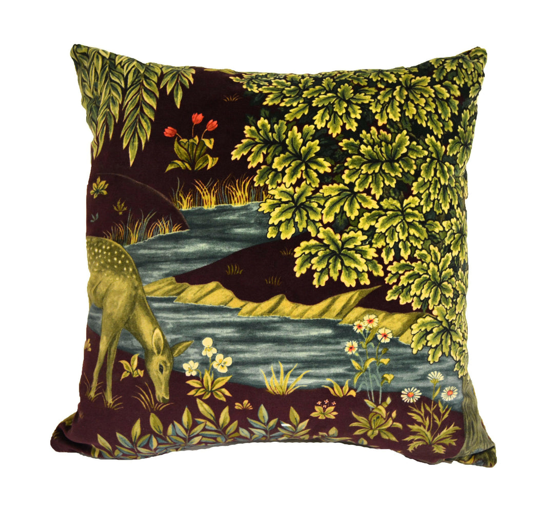 William Morris - The Brook Velvet - Tapestry Red - Classic English Medieval Velvet Designer Cushion Cover - Luxury Throw Pillow - Handmade.