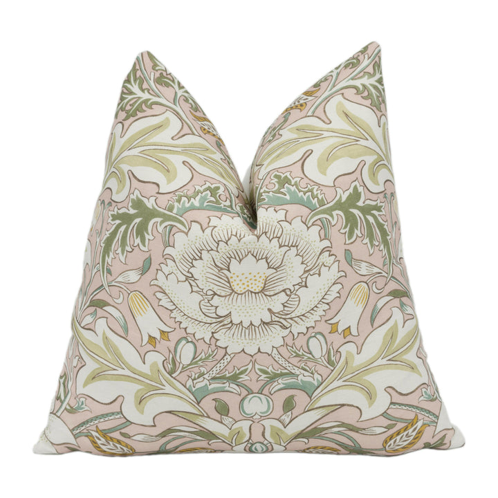 William Morris - Simply Severn - Cochineal / Willow - Elegant Floral Damask Designer Cushion Cover - Handmade Throw Pillow - Luxury Home.