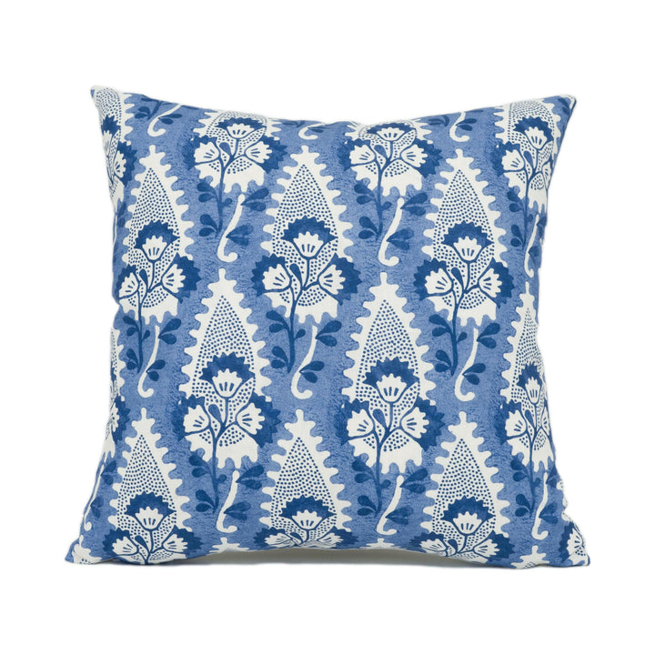 Anna French x Thibaut - Cornwall - Blue - Georgian Botanical Paisley Designer Cushion Cover - Luxury Block Print Throw Pillow - Handmade.