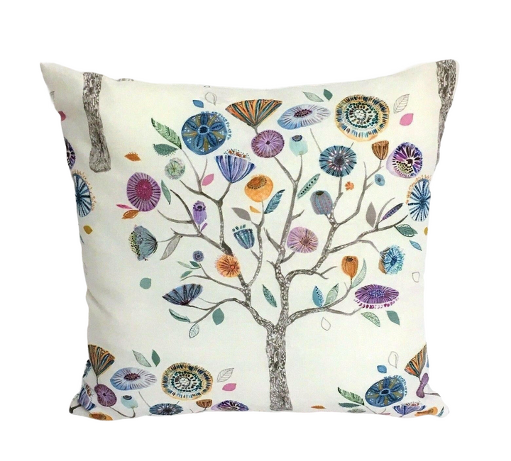Voyage - Moolyana - Winter - Quirky Asian Inspired Botanical Cushion Cover - Handmade Throw Pillow Designer Home Decor.
