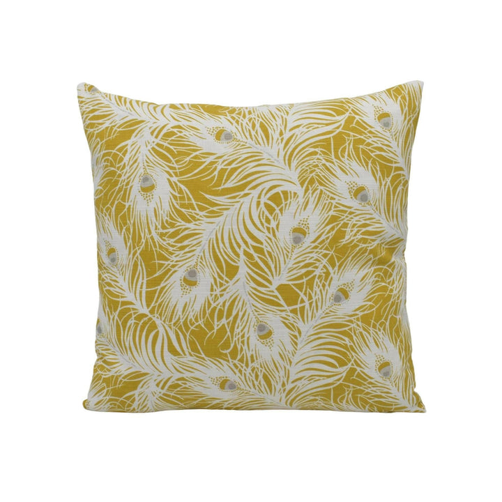 Clarke and Clarke - Harper - Ochre -  Elegant Sunshine Peacock Feathers Designer Cushion Cover - Luxury Throw Pillow - Handmade Home Decor.