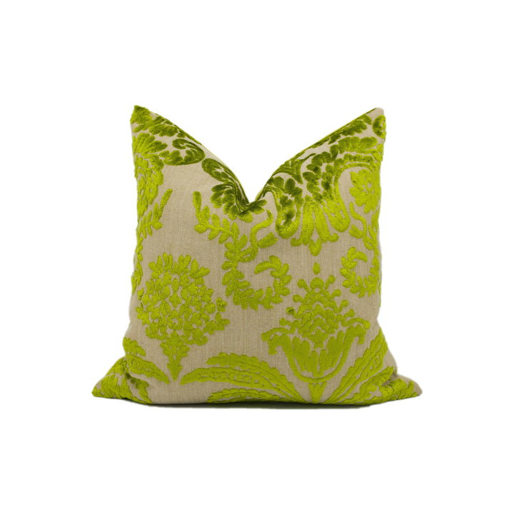 Designers Guild - Ombrione - Lime - Bright Funky Jacquard Velvet Cushion Cover - Handmade Throw Pillow - Designer Home Décor.