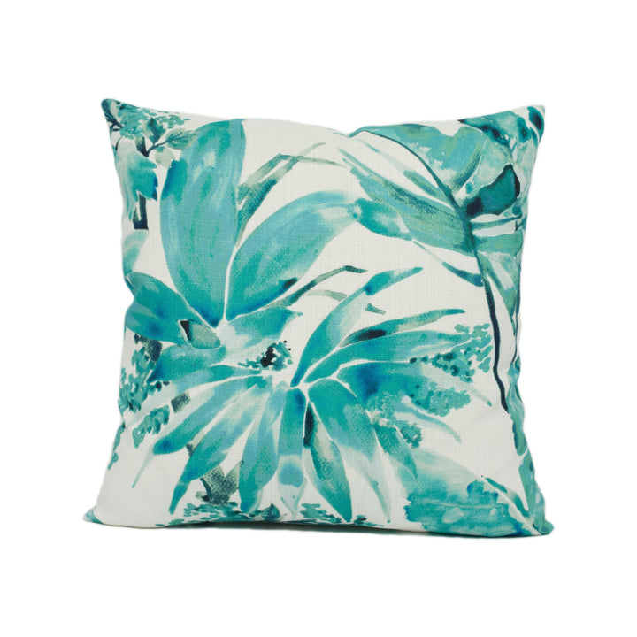 Chivasso - Jungle Like - Teal - Botanical Tropical Leaf Print Cushion Cover - Handmade Throw Pillow - Designer Home Décor.