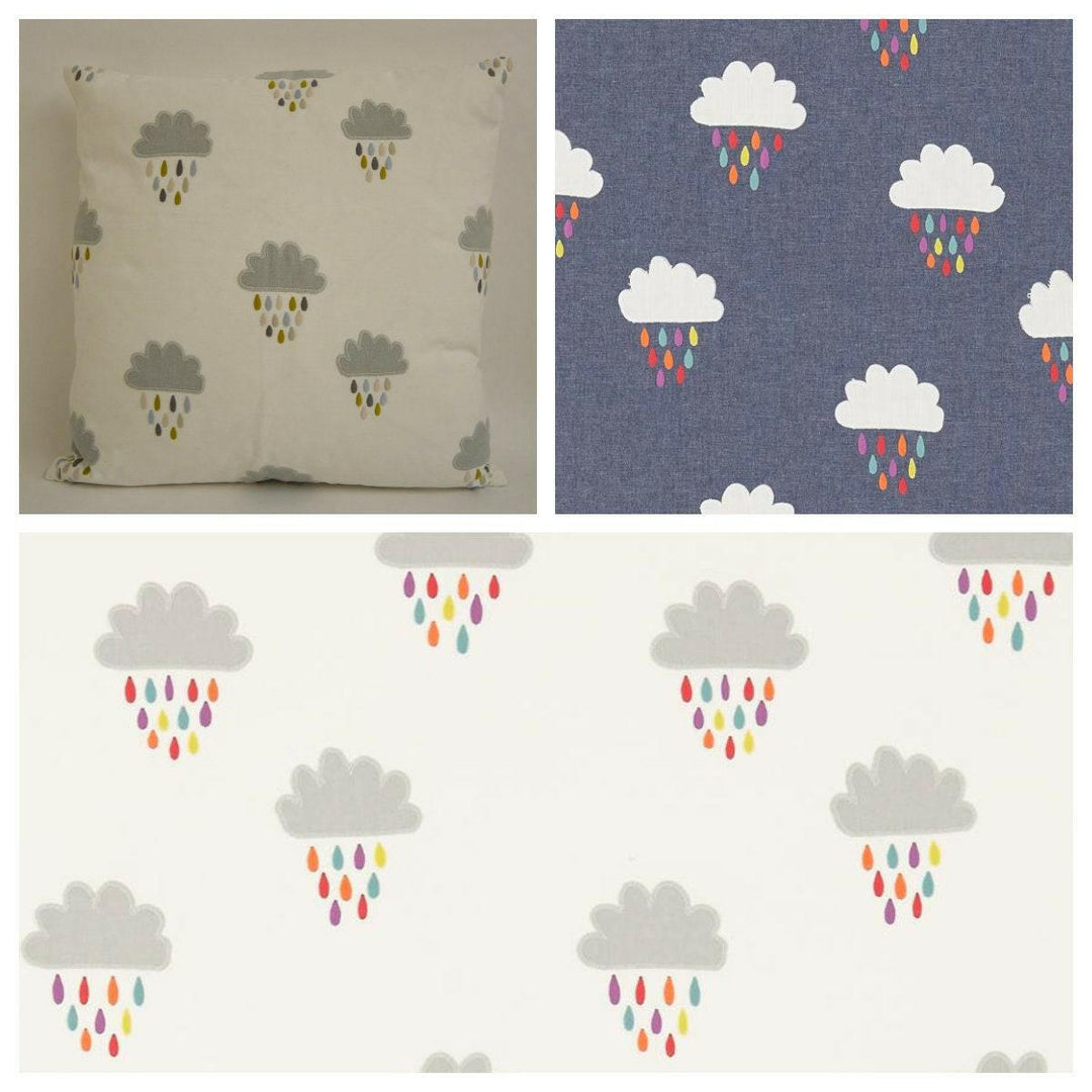 Scion - April Showers - 3 Colourways Available - Delightful Embroidered Cloud Designer Cushion Cover - Luxury Throw Pillow - Handmade Home.