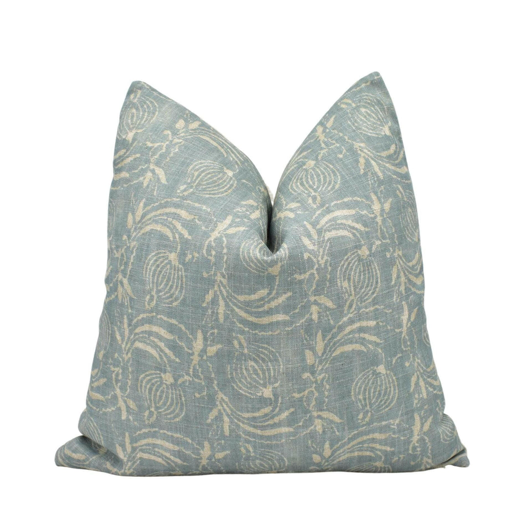 GP and J Baker - Pomegranate - Aqua - 18th Century Indian Delicate Floral Designer Cushion Cover - Luxury Throw Pillow - Handmade Home.