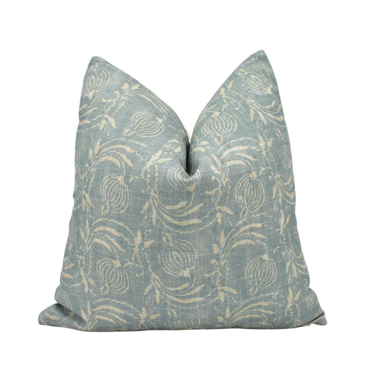 GP and J Baker - Pomegranate - Aqua - 18th Century Indian Delicate Floral Designer Cushion Cover - Luxury Throw Pillow - Handmade Home.