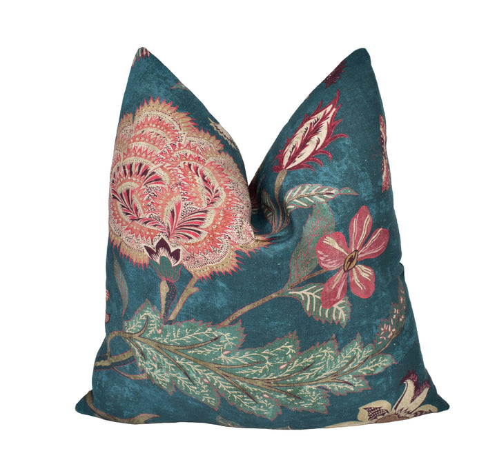 Zoffany - Indienne Print - Prussian Blue / Koi - Luxurious Floral Zoffany Archive Cushion Cover - Handmade Throw Pillow Designer Home Decor.