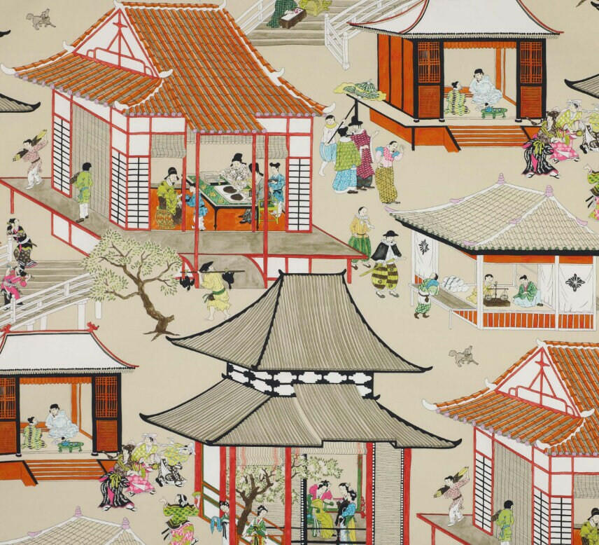 Manuel Canovas - Madame Butterfly - Rouge de Chine - Japanese Inspired Designer Cushion Cover - Handmade Throw Pillow Home Decor.