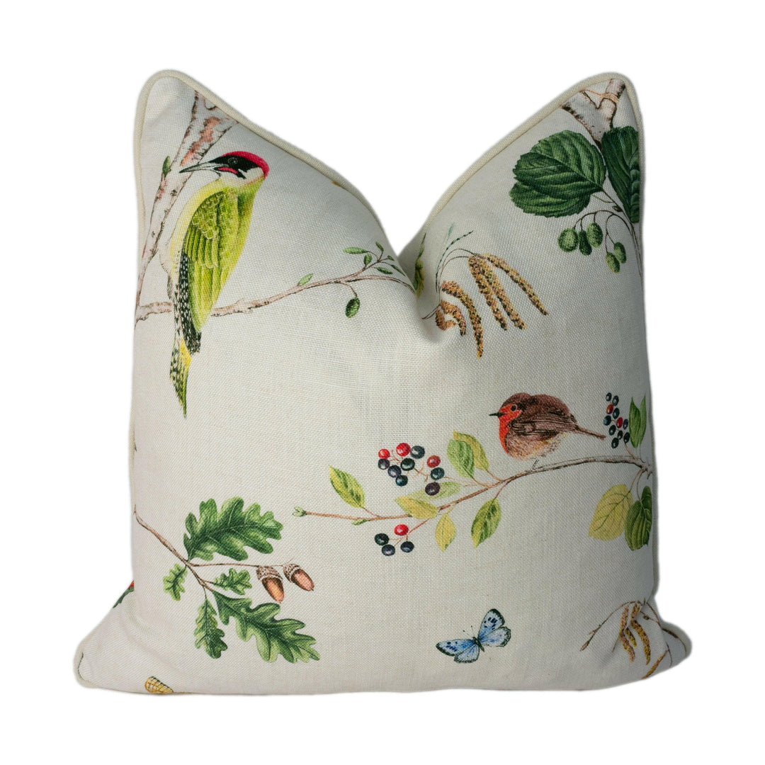 Sanderson - Woodland Chorus - Linen / Multi - Stunning Designer Cushion Cover Home Decor Throw Pillow.