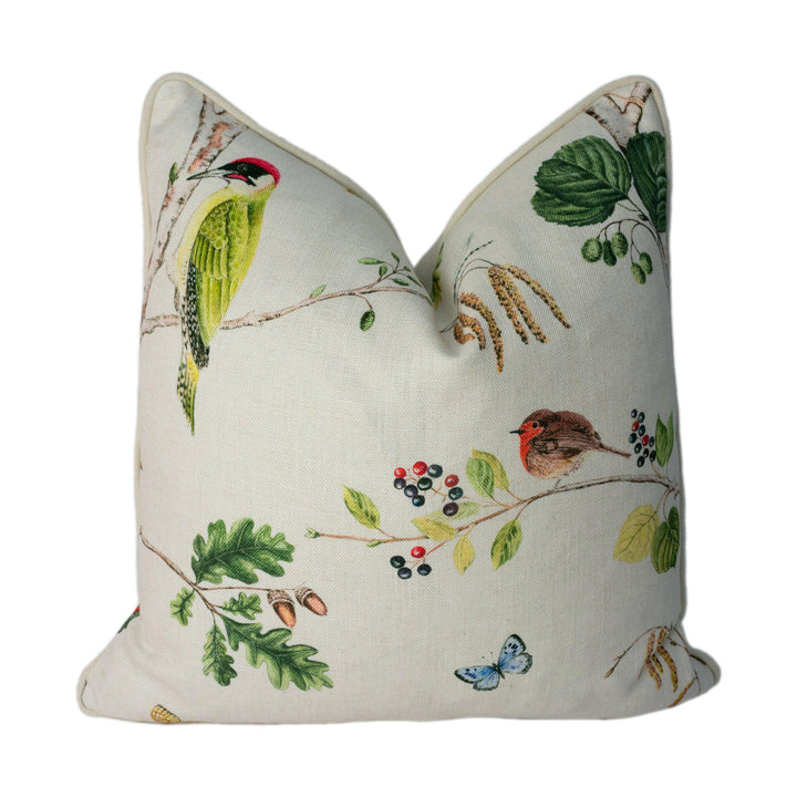 Sanderson - Woodland Chorus - Linen / Multi - Stunning Designer Cushion Cover Home Decor Throw Pillow.