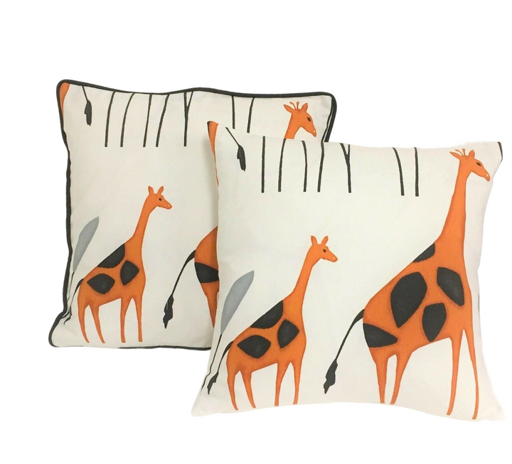 Prestigious Textiles - Geoffrey Giraffe Fabric - Option of Contrast Piped Or Plain Cushion Covers.