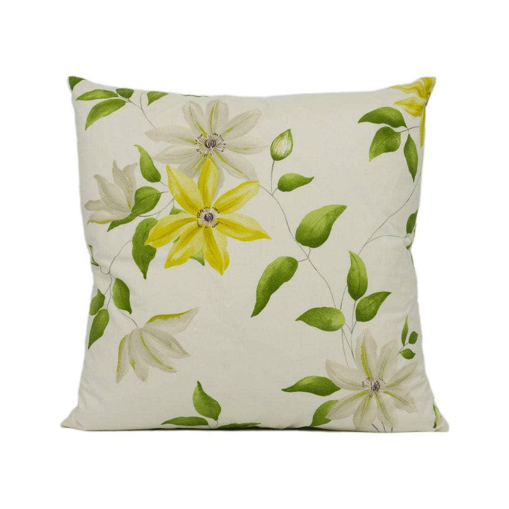 Sanderson - Wisley - Primrose/Cream - Watercolour Style Trailing Floral Clematis Cushion Cover - Handmade Throw Pillow - Designer Home Décor.