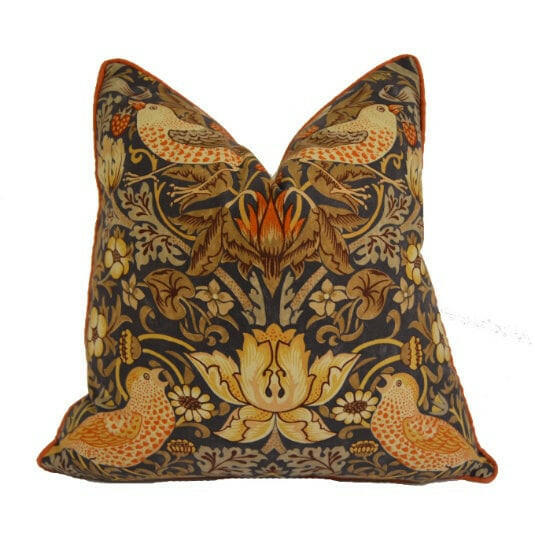 William Morris - Strawberry Thief - Grape / Gold -Stunning Iconic Classic Designer Cushion Cover - Handmade Home Decor - Luxury Throw Pillow.