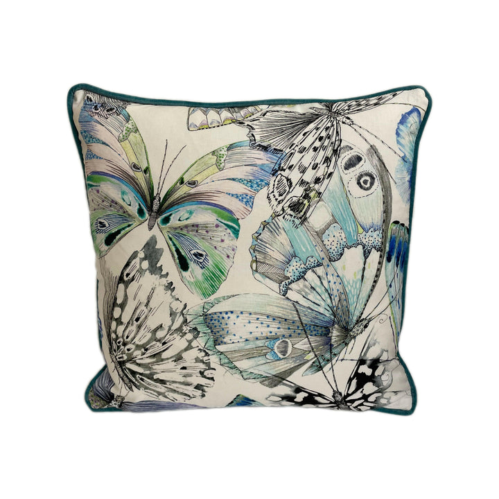 Designers Guild - Papillons - Cobalt - Stunning Contrast Piped Cushion Cover Throw Pillow Home Decor.