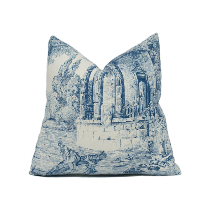 Zoffany - Le Temple De Jupiter - Beautiful Antique Old World Toile Cushion Cover - Handmade Throw Pillow - Designer Home Décor.