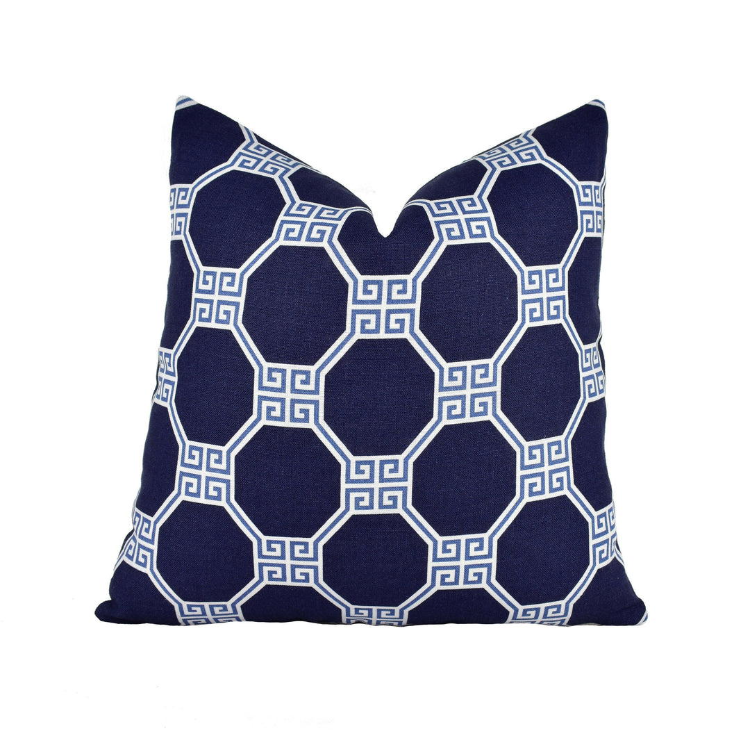 Schumacher - Octavia - Blue - Greek Inspired Hollywood Regency Design Cushion Cover - Handmade Throw Pillow - Luxury Home Decor.