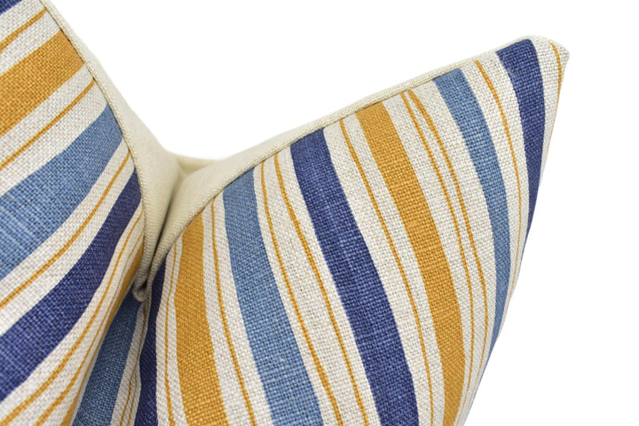 Christopher Farr x And Objects - Boundary - Ochre - Timeless Organic Classic Stripe Designer Cushion Cover - Luxury Throw Pillow - Handmade.