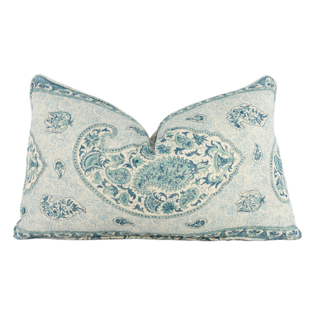 GP & J Baker - Coromandel - Blue - Intricately Detailed Kashmir Paisley Designer Cushion Cover - Luxury Throw Pillow - Handmade Home Decor.
