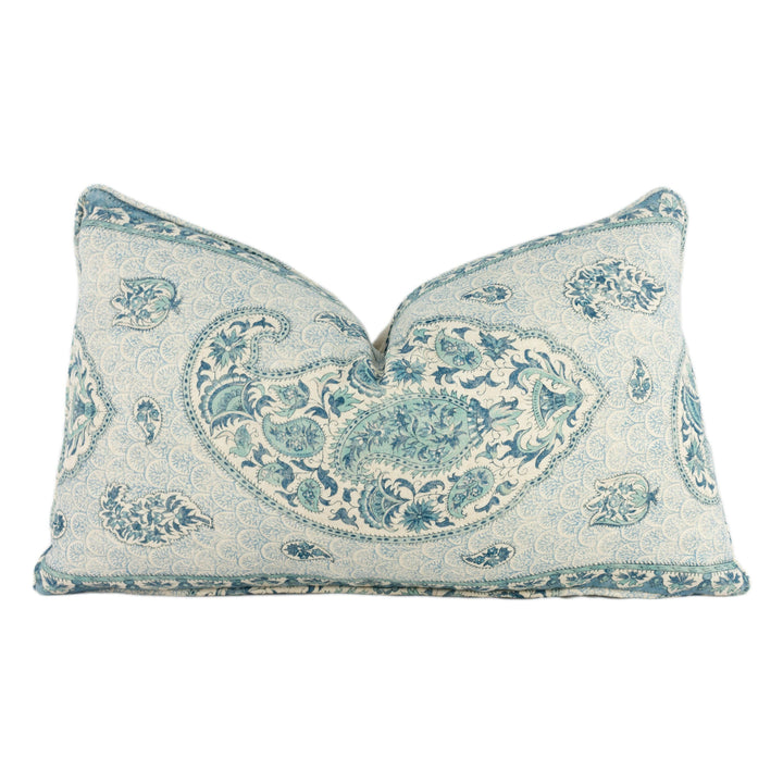 GP & J Baker - Coromandel - Blue - Intricately Detailed Kashmir Paisley Designer Cushion Cover - Luxury Throw Pillow - Handmade Home Decor.