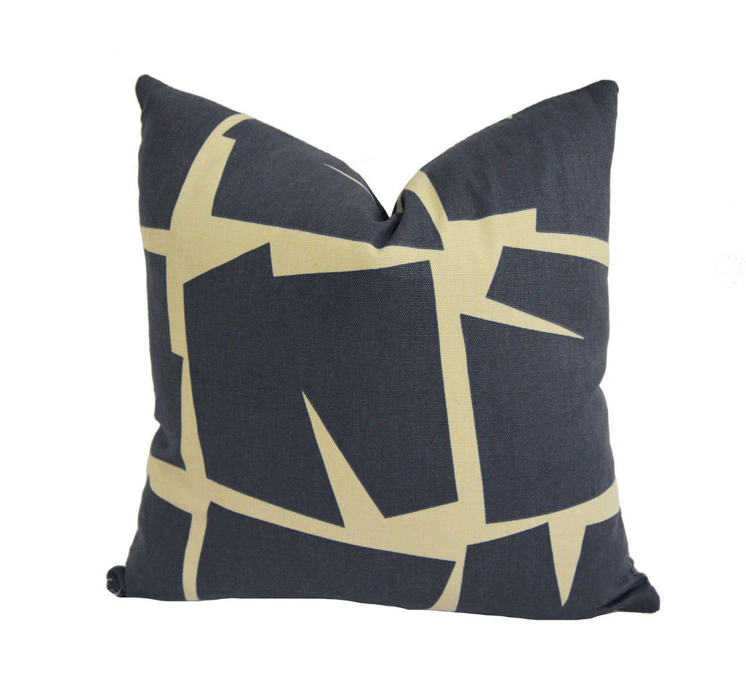 Scion - Moqui - Indigo - Abstract Stone Geometric Cushion Cover - Handmade Throw Pillow - Designer Home Decor - Scatter Pillow Cover.